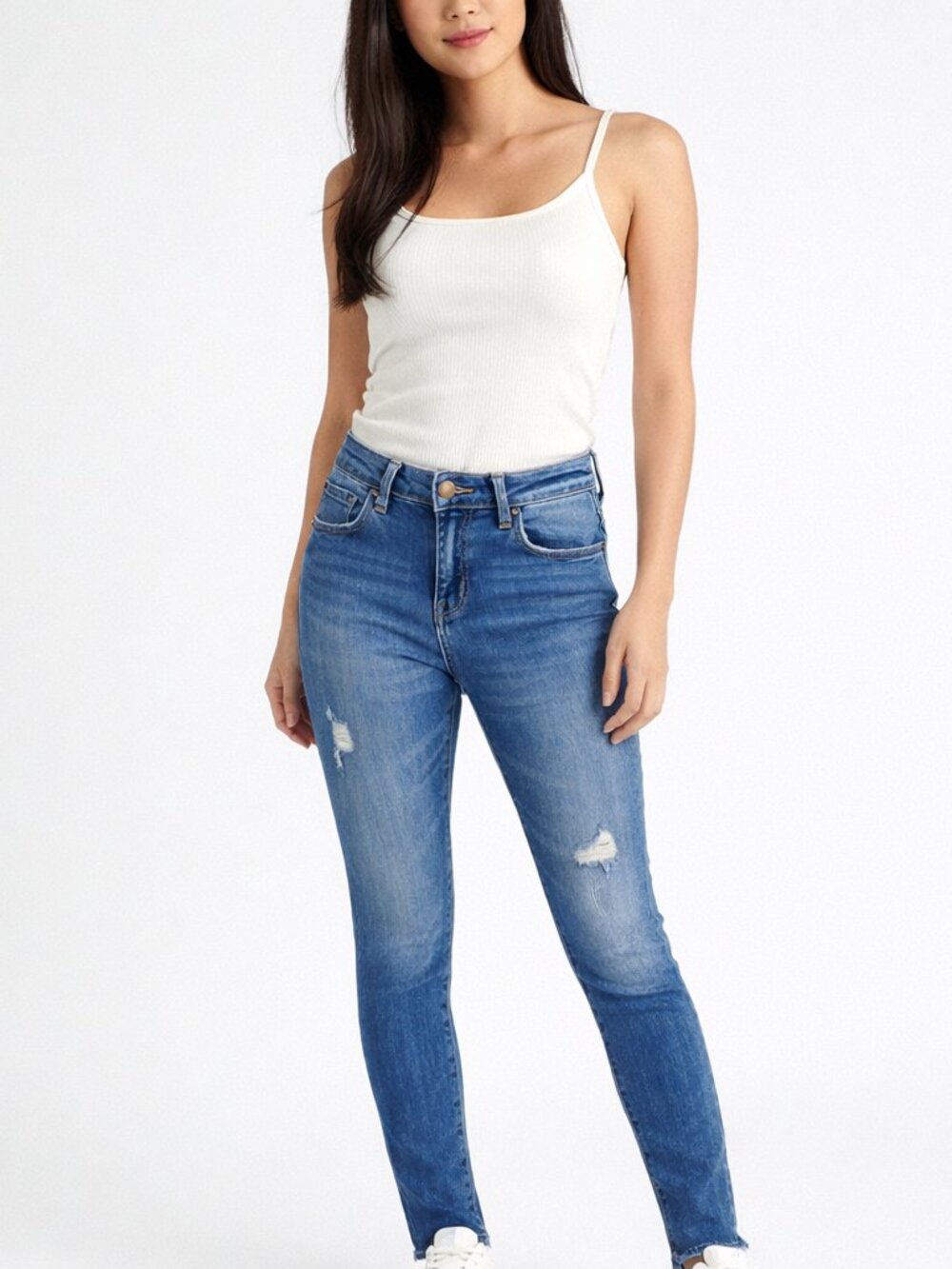 Encore Slightly Distressed Womens Skinny Blue Jeans 30’ waist Preowned